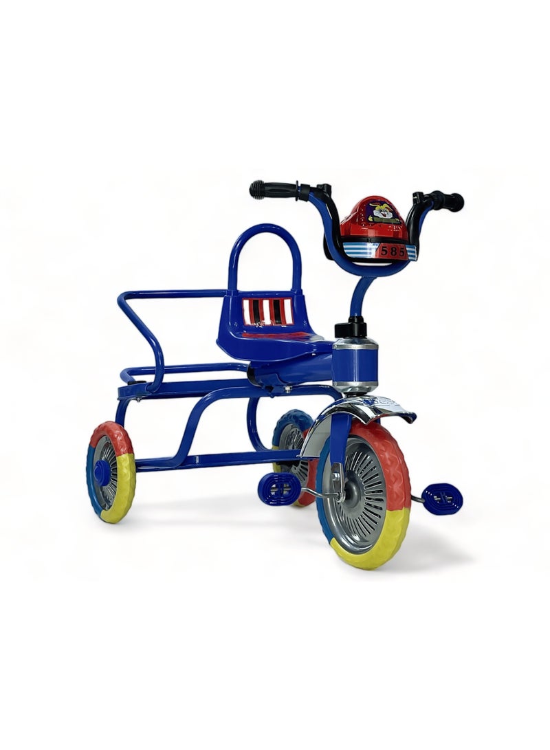 البدر دراجة توازن ثلاثية العجلات للأطفال بعمر 2-5 سنوات من البدر، دراجة ثلاثية العجلات للأطفال الصغار مزودة بمقعدين وموسيقى وأضواء، بلون أزرق - Image 1